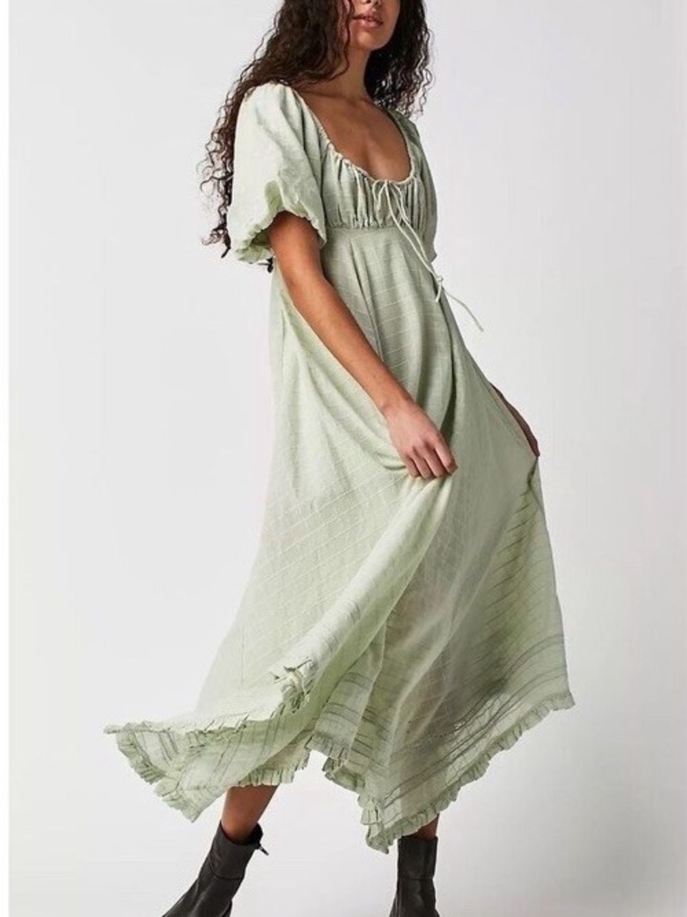 Free People On My Level Maxi Dress Milky Green Boho Size Small